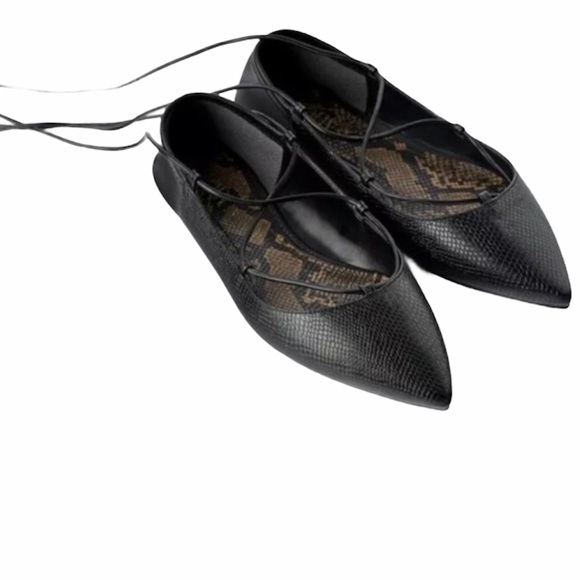 NWT ZARA ANIMAL PRINT TIED BALLET FLATS - Picture 1 of 8